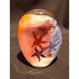Signed Studio Art Glass Starfish Coastal Sculpture